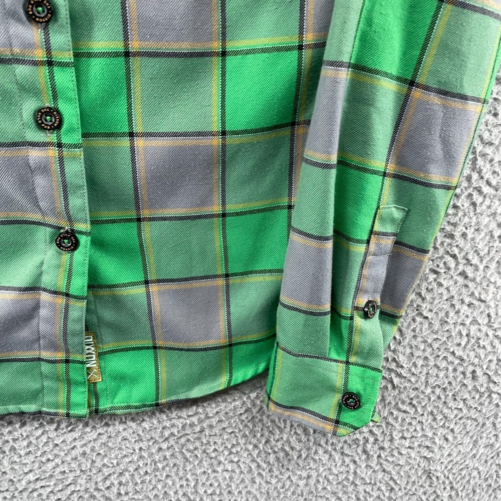 Dixxon Flannel Company Shirt Womens S Plaid Green Gray The Auld Pub Long Sleeve - Picture 4 of 15